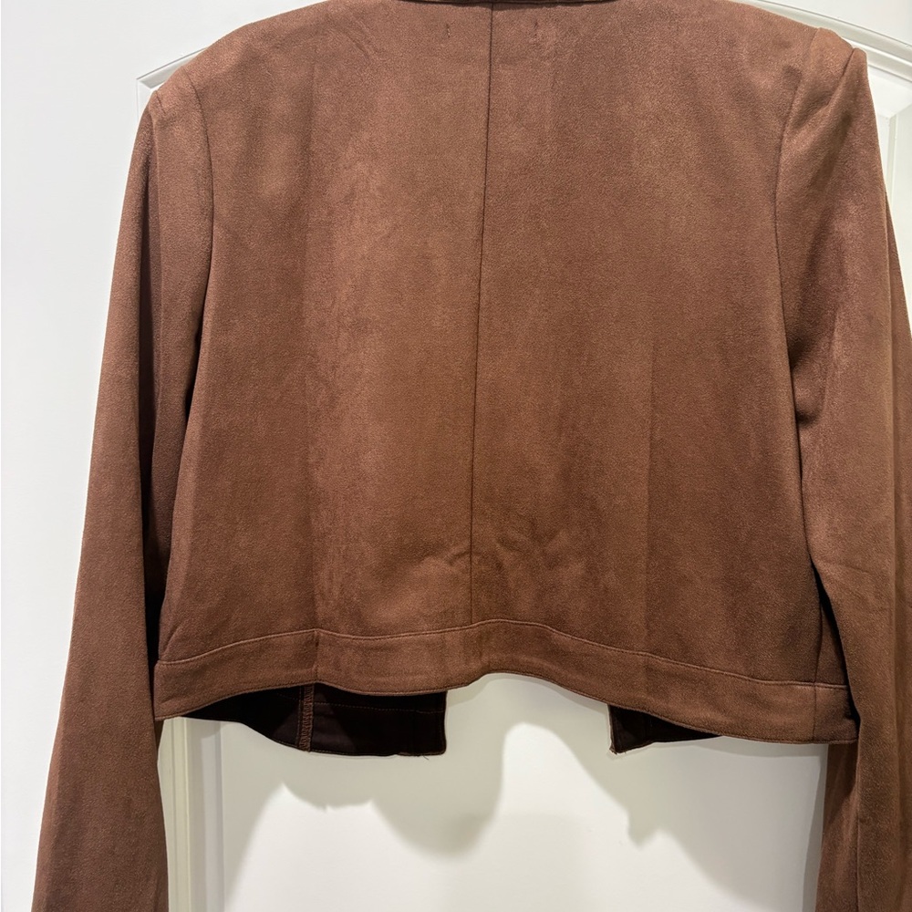 Brown Braided-Trim Cropped Blazer - Women - Picture 5 of 5